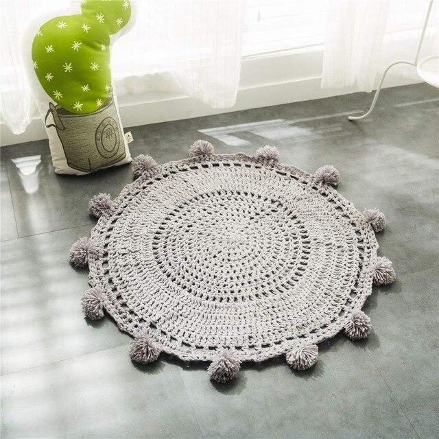 Tapis Rond Crochet Noir