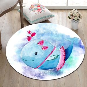 Tapis Rond Dauphin Bleu