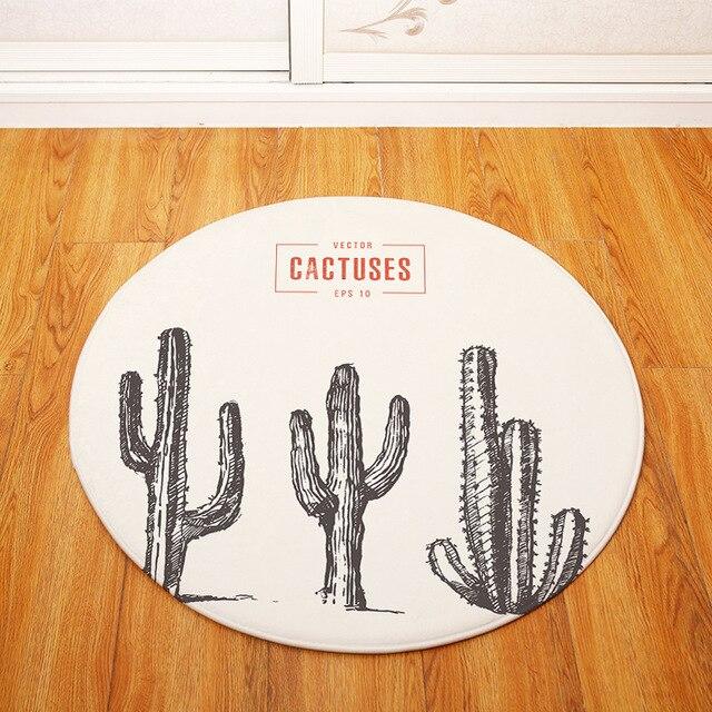 Tapis Rond Cactus Vintage