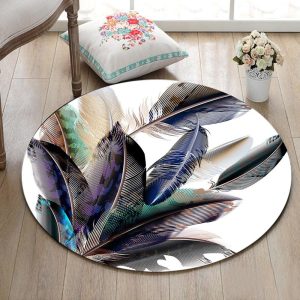 Tapis Rond Plumes Magiques