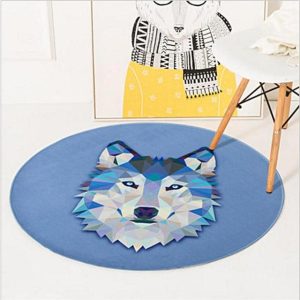 Tapis Rond Loup Géométrique