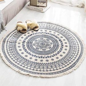 Tapis Rond Rosace Beige