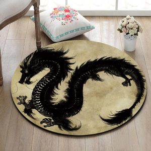 Tapis Rond Dragon Noir