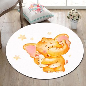Tapis Rond Éléphant Enfant