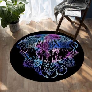 Tapis Rond Éléphant Multicolore
