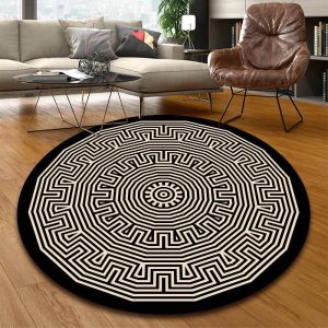 Tapis Rond Ethnique Noir Et Blanc
