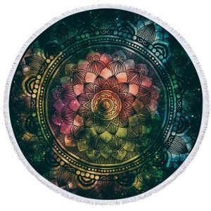 Tapis Rond Ethnique Vert