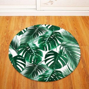 Tapis Rond Feuilles Sauvages