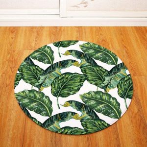Tapis Rond Feuilles Tropicales