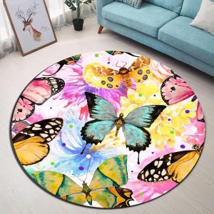 Tapis Rond Fille Papillon