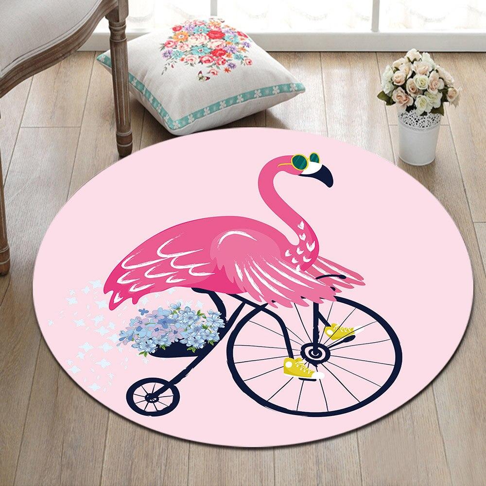 Tapis Rond Flamant Rose