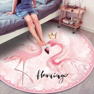 Tapis Rond Flamant Rose Gentleman