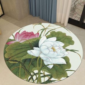 Tapis Rond Fleur Blanche