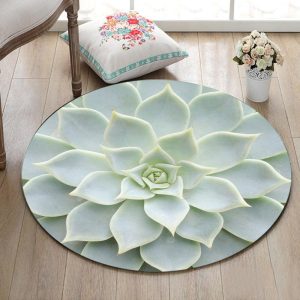 Tapis Rond Fleur De Lotus Blanche