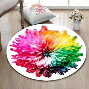Tapis Rond Fleur Multicolore