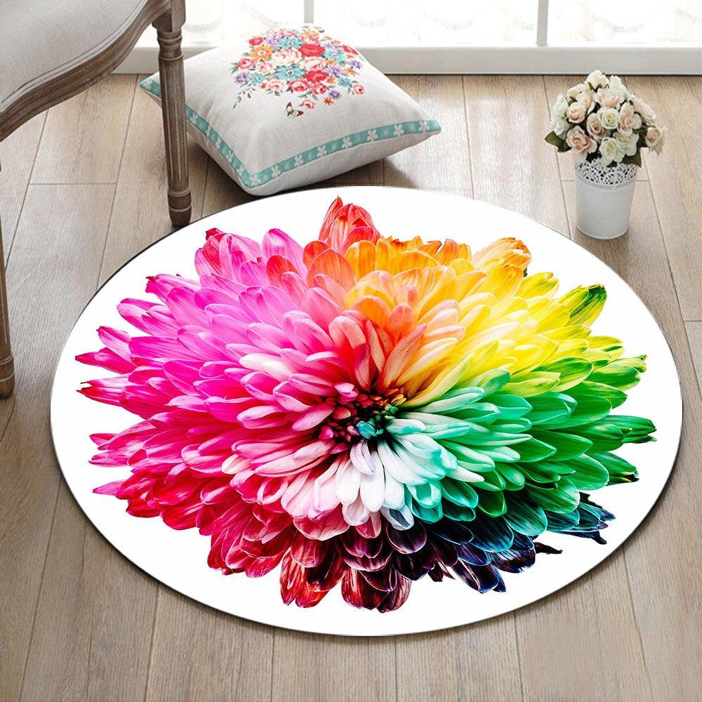 Tapis Rond Fleur Multicolore