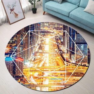 Tapis Rond Géométrie Coloré