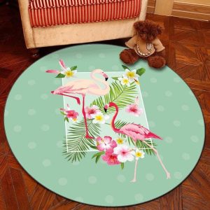 Tapis Rond Flamant Rose Élégant