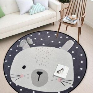 Tapis Rond Gris Anthracite
