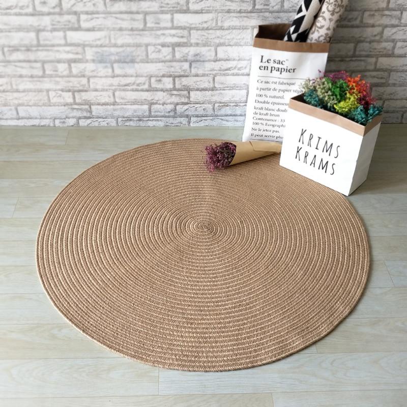 tapis rond jute tissé