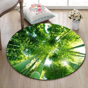 Tapis Rond Lamelles Bambou