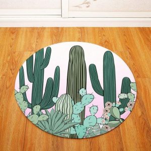 Tapis Rond Cactus Lavable