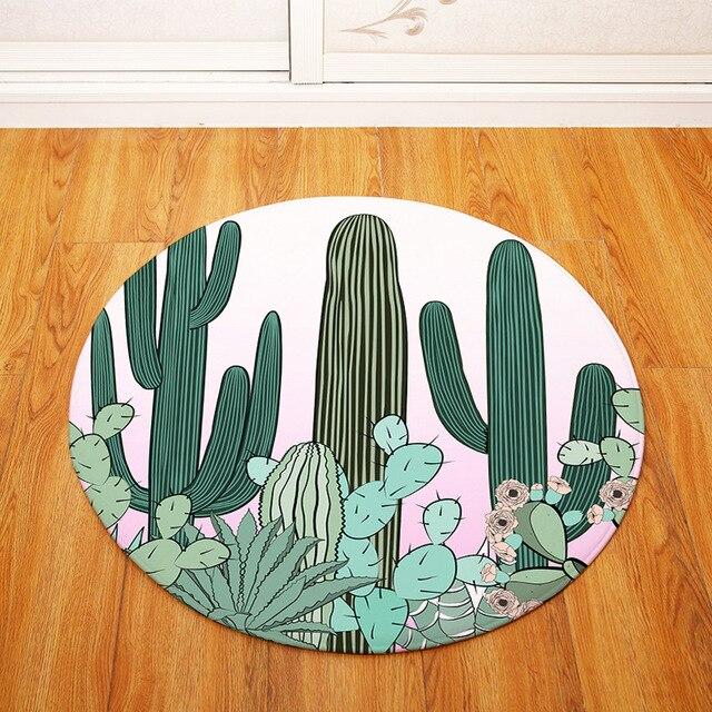 Tapis Rond Cactus Lavable