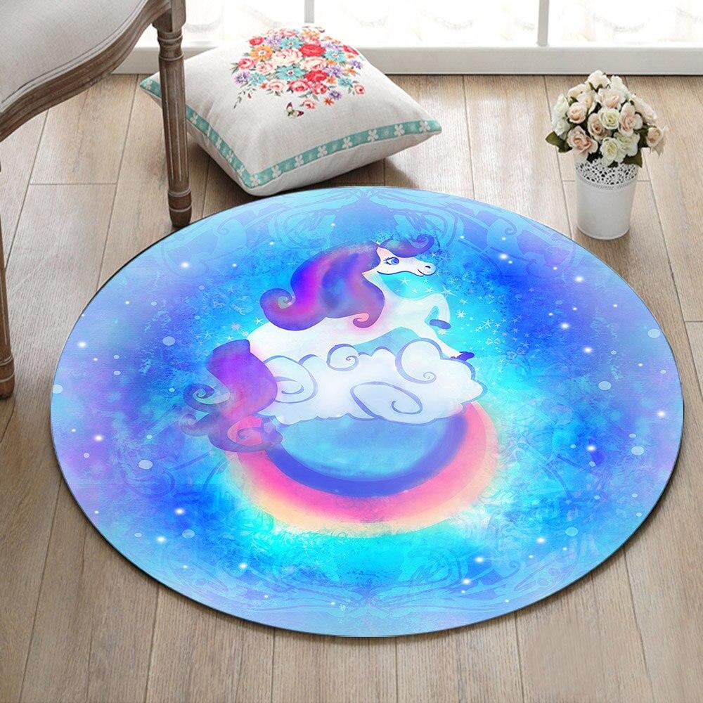 Tapis Rond Licorne Arc En ciel
