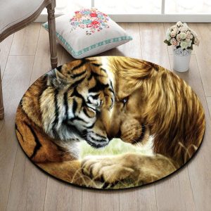 Tapis Rond Lion Et Tigre