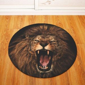 Tapis Rond Lion Sauvage