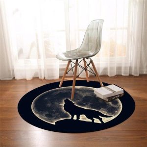 Tapis Rond Loup Lunaire