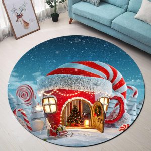 Tapis Rond Maison De Noël