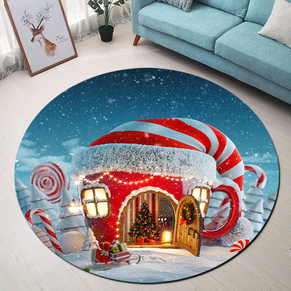 Tapis Rond Maison De Noël
