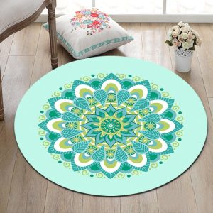 Tapis Rond Mandala Bleu Ciel