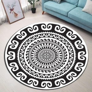 Tapis Rond Mandala Noir Et Blanc