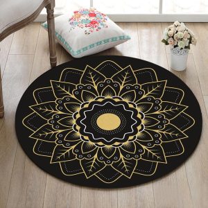 Tapis Rond Mandala Or
