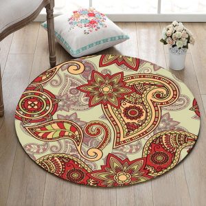 Tapis Rond Mandala Rouge