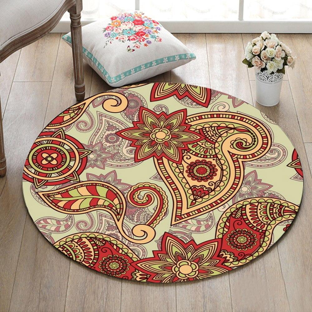 Tapis Rond Mandala Rouge
