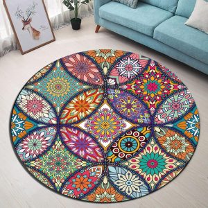 Tapis Rond Mandala Salon