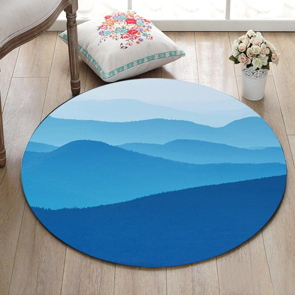 Tapis Rond Montagne Bleu
