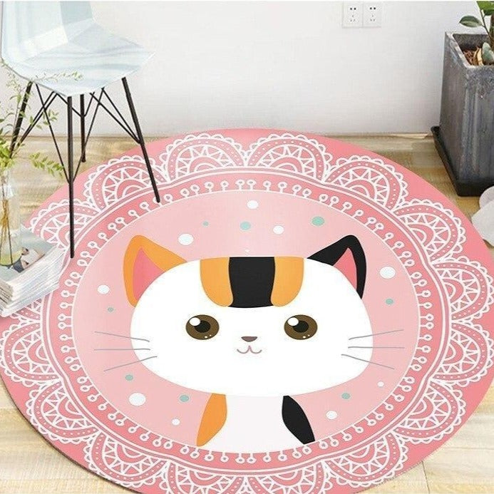 Tapis Rond Motif Chat