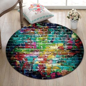 Tapis Rond Mur Coloré
