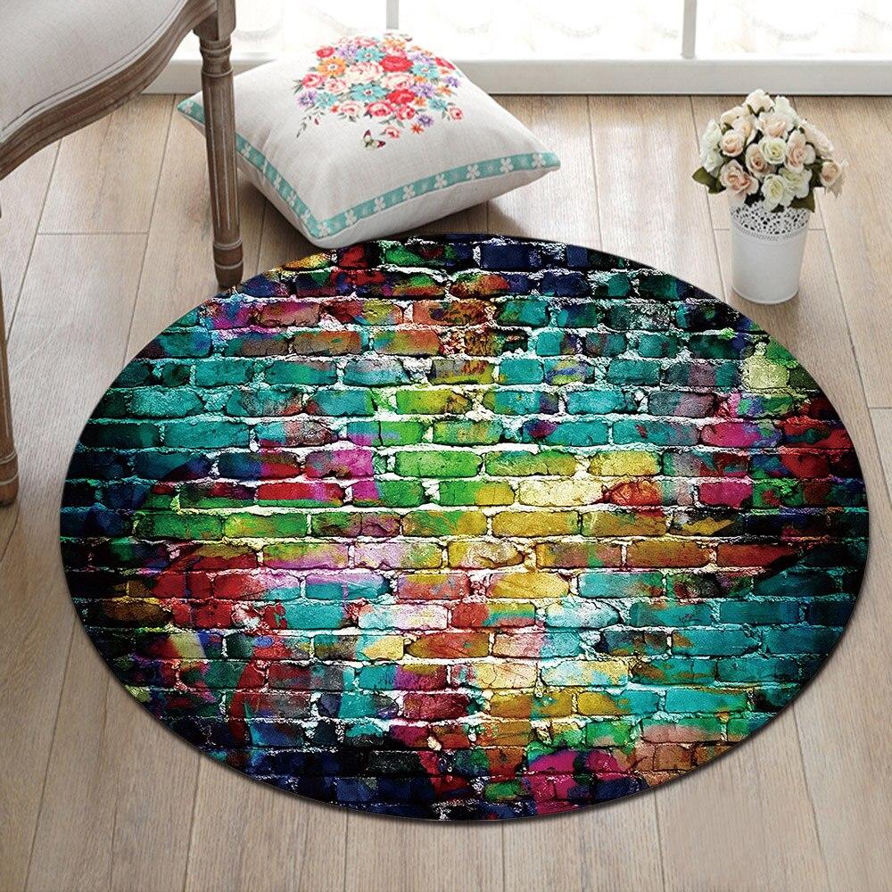 Tapis Rond Mur Coloré