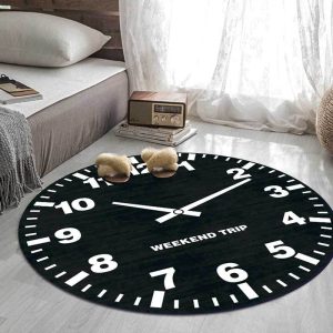 Tapis Rond Horloge Noir