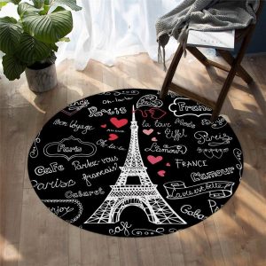 Tapis Rond Tour Eiffel Blanche