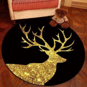 Tapis Rond Cerf en Or