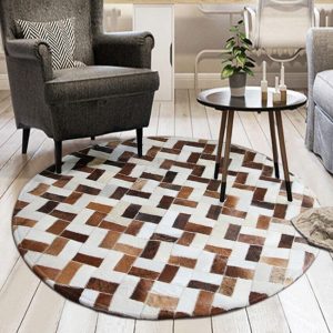 Tapis Rond Patchwork Cuir
