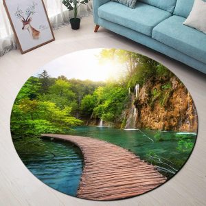 Tapis Rond Paysage Vert