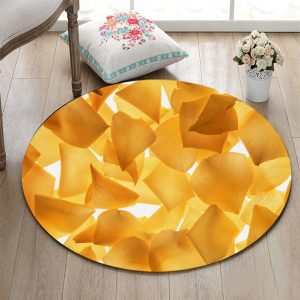 Tapis Rond Pétale Jaune