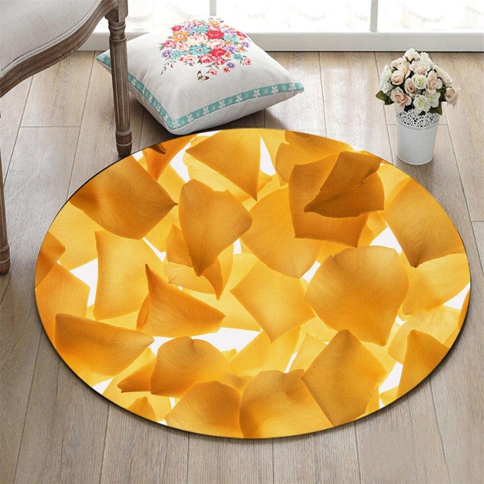 Tapis Rond Pétale Jaune